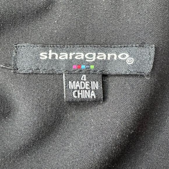 Sharagano Black Front Zip Dress with Cinch Waist Belt Cuffed Sleeves Size 4 - Picture 11 of 13